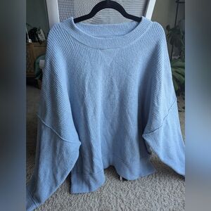 Aerie Blue Oversized Crew Neck Sweater